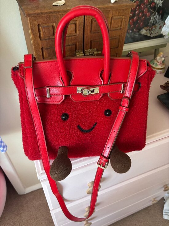 Jellycat Handbags - Jellykin Tomato Red Boucle Midi (10 Inch) Bag